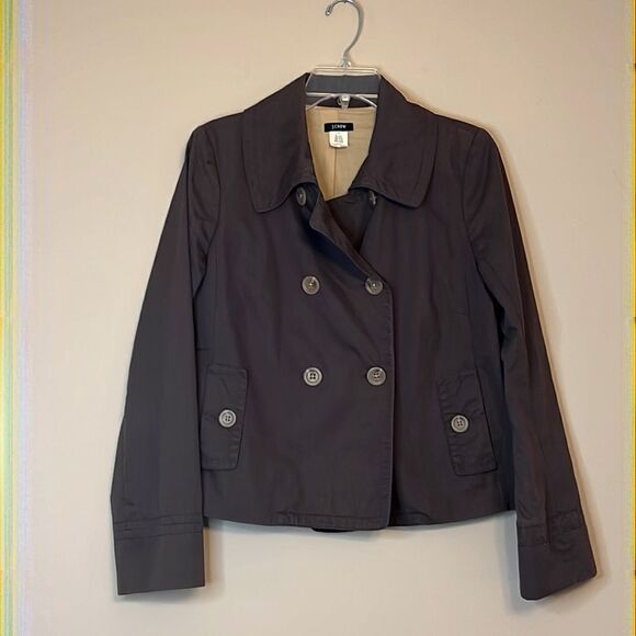 J. Crew Peacoat Cut Cotton Blend Lightweight Jacket - Size 4 - Picture 1 of 10